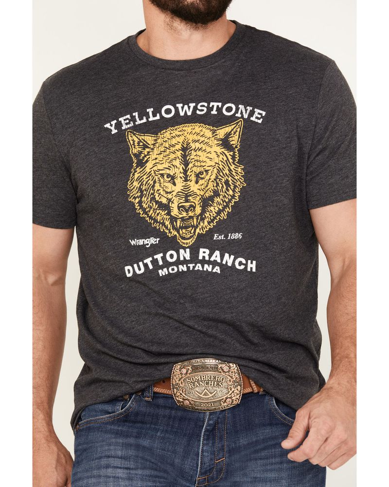 Wrangler Men's Yellowstone Dutton Ranch Wolf Short Sleeve Graphic T-Shirt