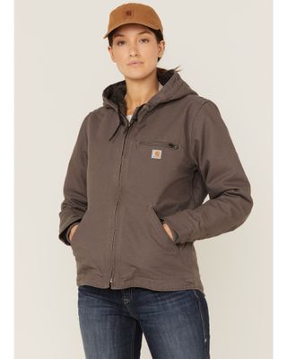 Carhartt Women's Taupe Washed Duck Sherpa-Lined Jacket