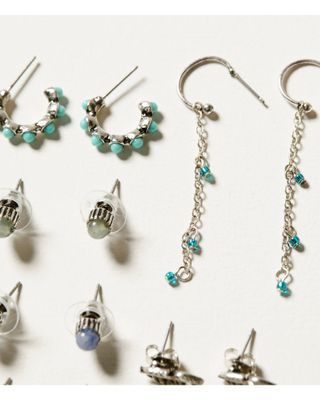 Shyanne Women's 6-Piece Turquoise Mini Hoops & Studs Earrings Set