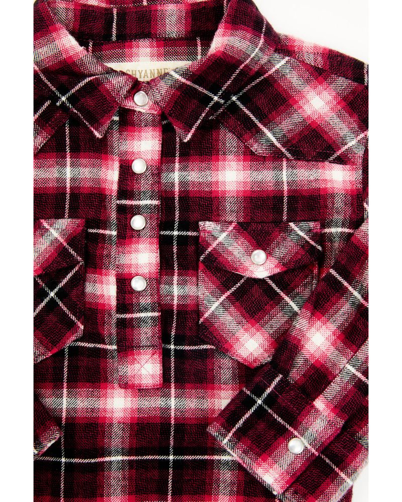 Shyanne Infant-Girls' Fuchsia & Black Long Sleeve Flannel Shirt Onesie