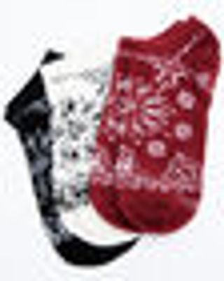 Shyanne Women's Red Bandana No Show Socks - 3 Pack