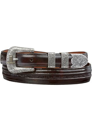 Lucchese Men's Black Cherry Goat with Hobby Stitch Leather Belt