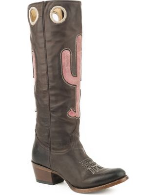 Stetson Women's Brown Taylor Embroidered Boots - Round Toe