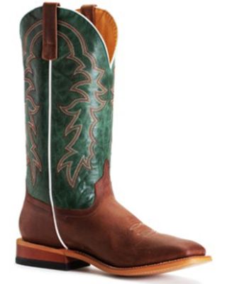 Horse Power Men's Green Top Western Boots - Broad Square Toe