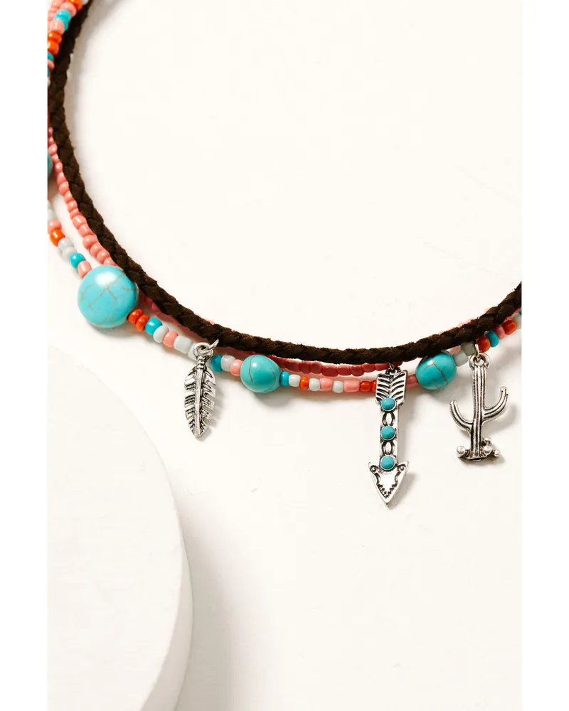 Shyanne Women's Layered Turquoise Beaded Charm Necklace