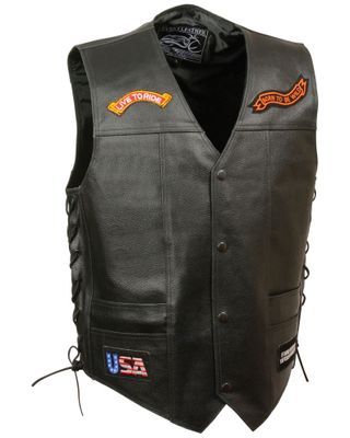 Milwaukee Leather Men's Side Lace "Live to Ride" Patch Vest - 5X
