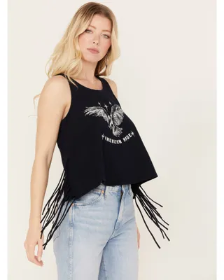 Shyanne Women's America The Beautiful Graphic Fringe Tank Top