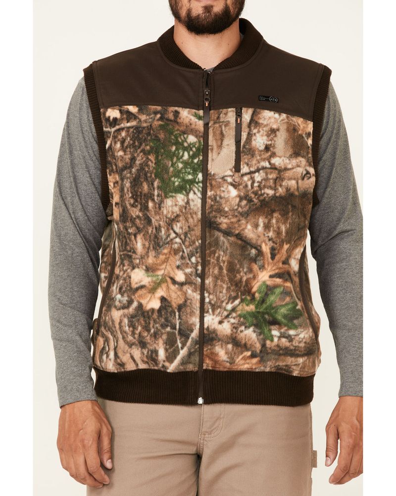 Wrangler ATG Men's All-Terrain Realtree Camo Fleece Zip-Front Bomber Vest