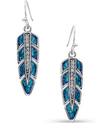 Montana Silversmiths Women's Hawk Feather Opal Earrings