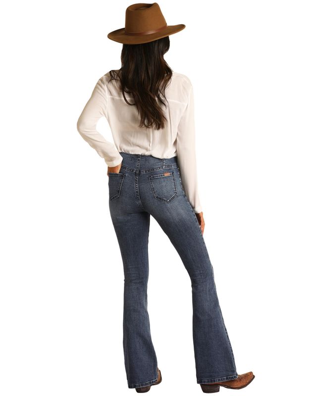 Rock & Roll Denim Women's Light Wash High Rise Flare Denim Jeans