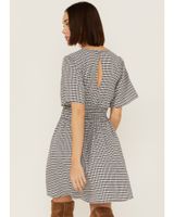 Beyond The Radar Women's Gingham Tie Front Fit & Flare Dress