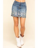 Stetson Women's Denim Southwestern Embroidered Mini Skirt