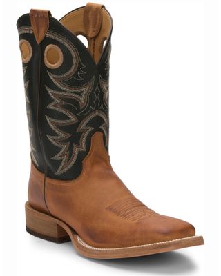 Justin Men's Caddo Copper Brown Bent Rail Cowboy Boots - Square Toe