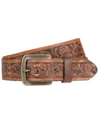 Wrangler Men's Cognac Distressed Embossed Belt