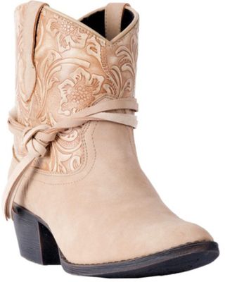 Dingo Women's Floral Tooled Knotted Strap Booties - Medium Toe