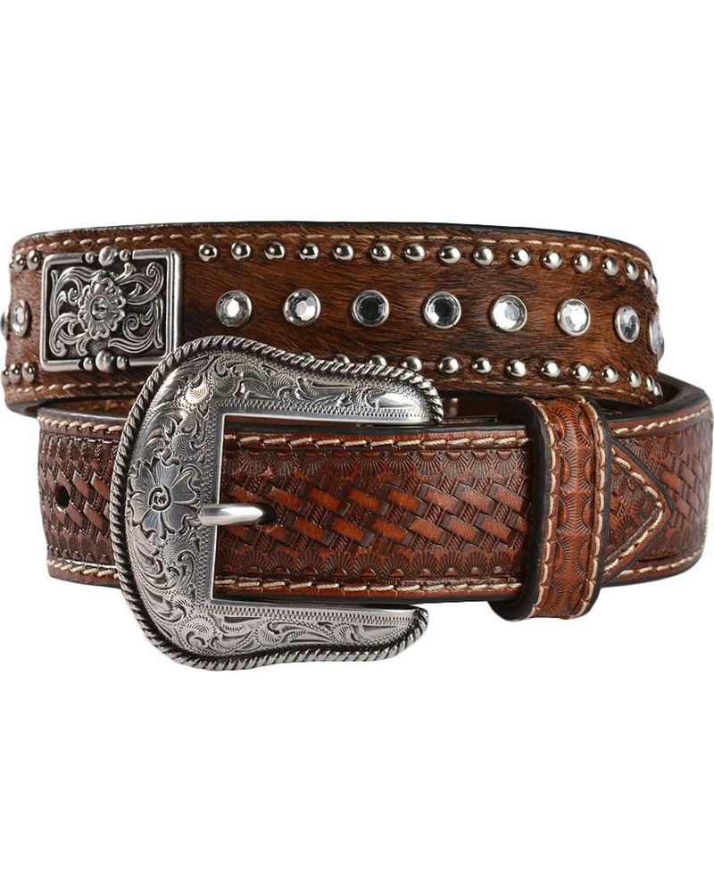 Nocona Women's Calf Hair Crosses Western Belt