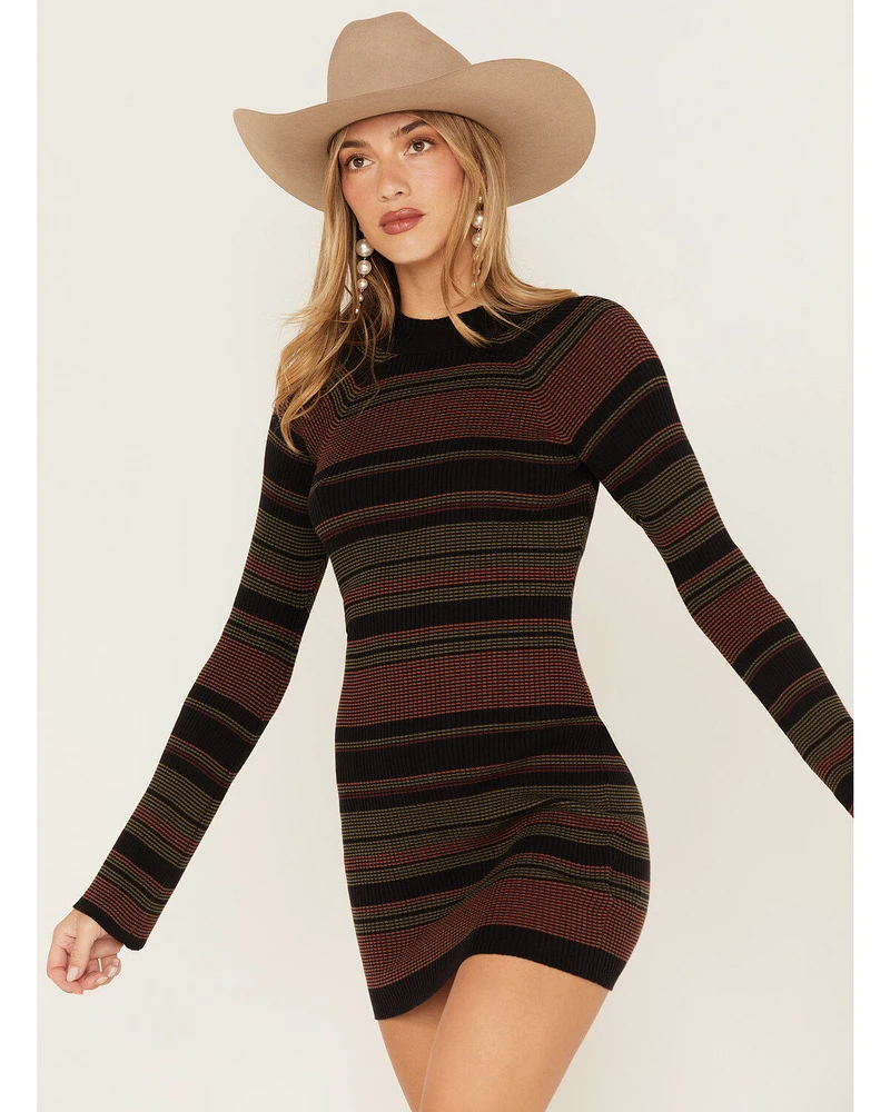 Shyanne Women's Stripe Ribbed Sweater Mini Dress