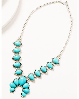 Shyanne Women's Chunky Turquoise & Silver Squash Blossom Necklace