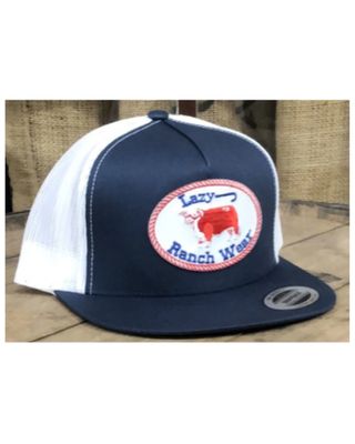 Lazy J Ranch Men's Navy & White Oval Logo Patch Mesh-Back Ball Cap