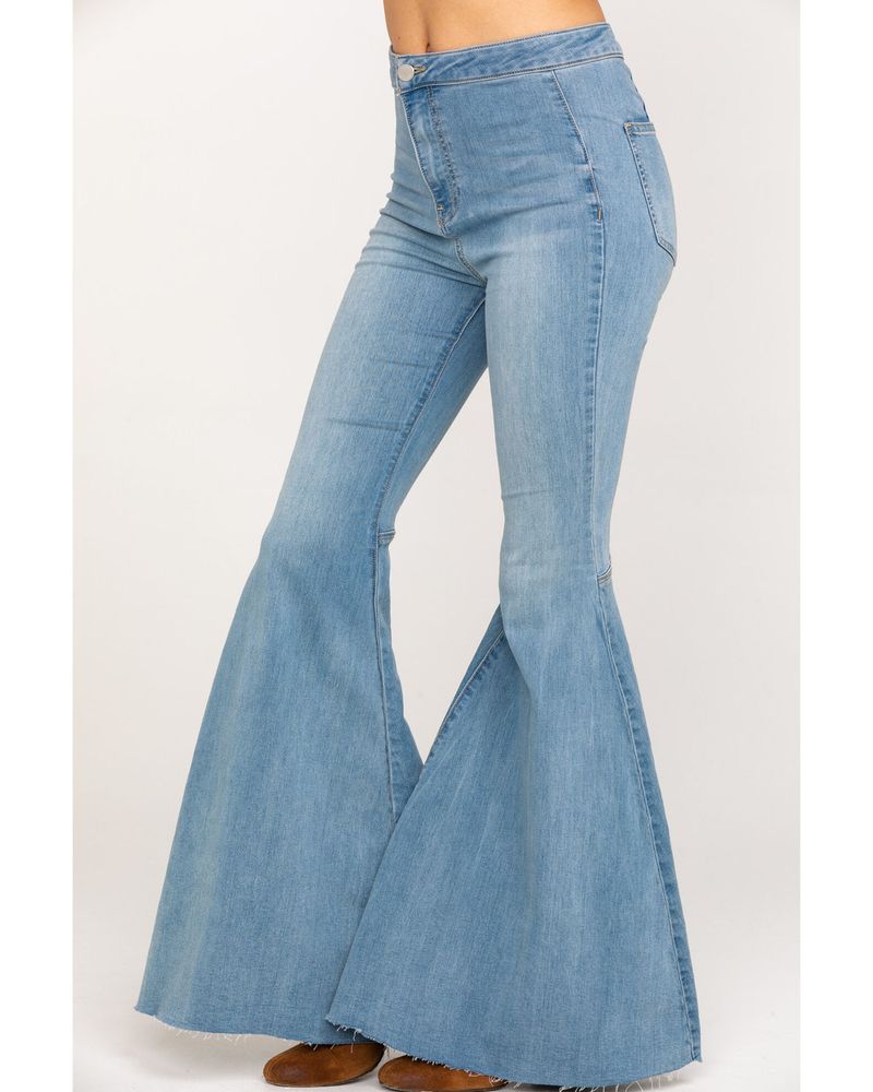 Free People Women's Light Wash High Rise Just Float On Flare Jeans