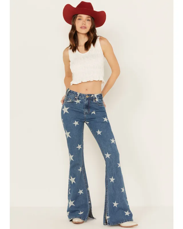 Rock & Roll Denim Women's High Rise Star Back Flare Jeans