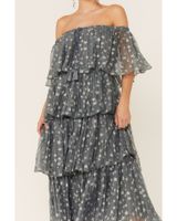 Z&L Women's Off-the-Shoulder Star Print Tiered Dress