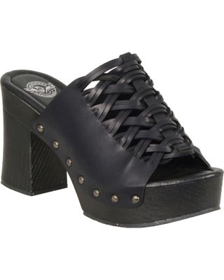 Milwaukee Leather Women's Black Studded Lace Top Platform Shoes
