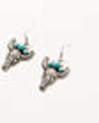 Shyanne Women's Turquoise Silver Bull Fishhook Earrings
