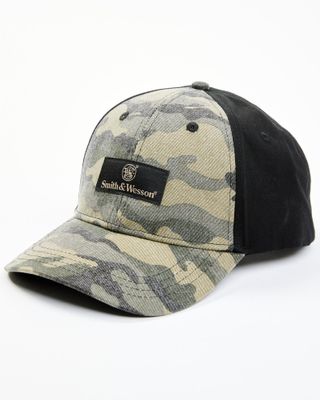 Smith & Wesson Men's Washed Army Camo Logo Patch Ball Cap