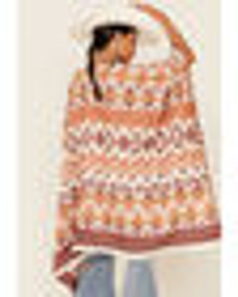 Shyanne Women's Tan Woven Southwest Print Shawl