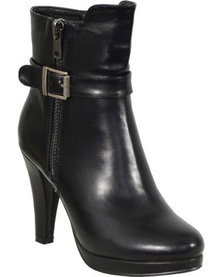 Milwaukee Leather Women's Side Zipper Entry High Heel Boots - Round Toe
