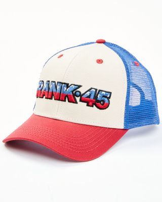 RANK 45 Men's Embroidered Flag Logo Mesh-Back Ball Cap