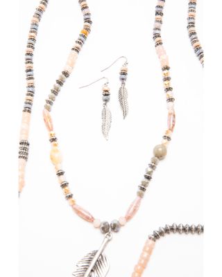Shyanne Women's Moonlit Feather Beaded Wrap Jewelry Set