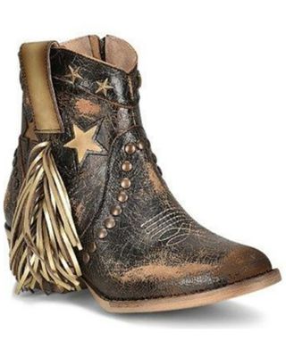 Circle G by Corral Women's Fringe And Stars Western Booties - Pointed Toe
