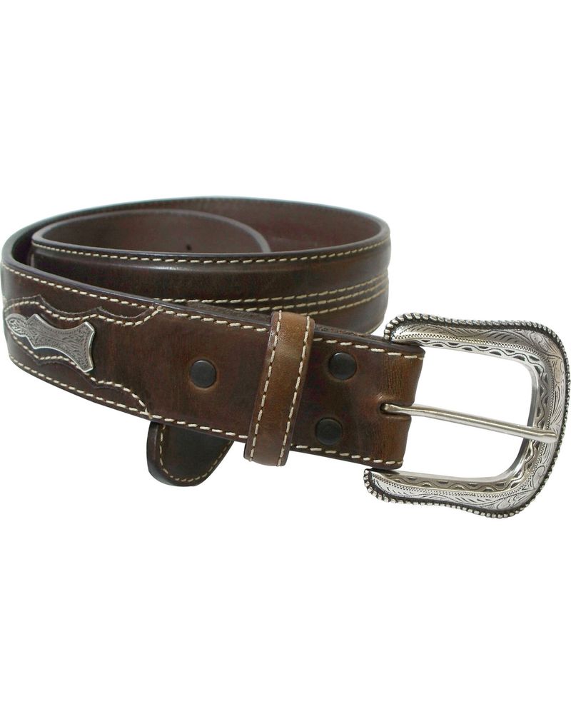 Cody James Men's Brown Southwestern Concho Belt With Lace Detail