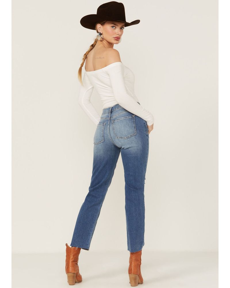 High Waisted Dark Wash Straight Ankle Jeans