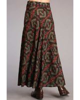 Stetson Women's Brown Rayon Challis Blanket Print Long Cut Skirt
