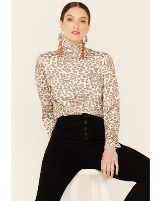 Tasha Polizzi Women's Kylie Multi Leopard Long Sleeve Turtleneck Top