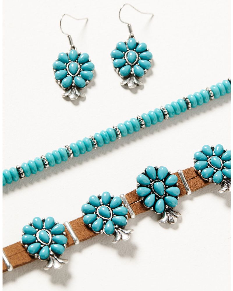 Shyanne Women's Desert Charm Turquoise Choker Necklace & Earring Set - 3-Piece