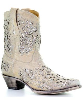 Corral Women's Metallic Glitter Inlay & Crystal Boots - Snip Toe
