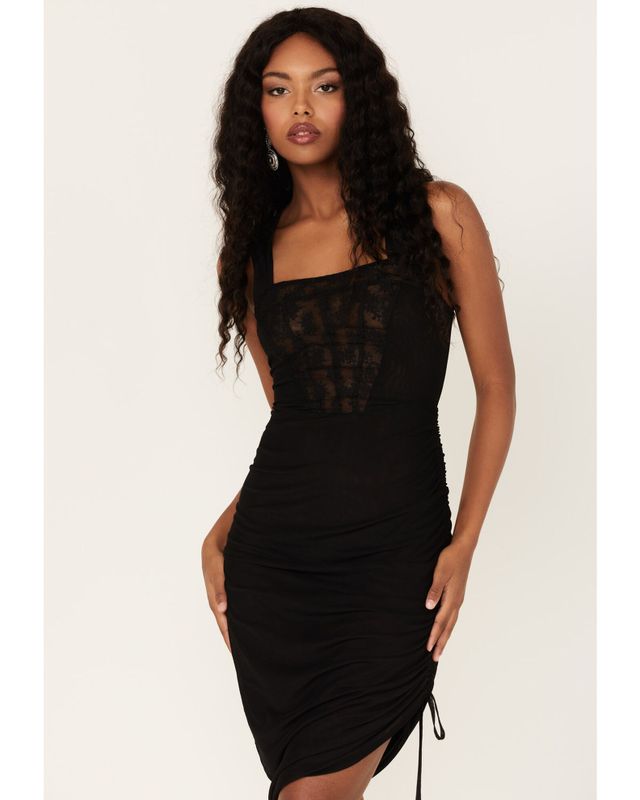 Free People Women's Corset Mesh Ruched Bodycon Dress | Alexandria Mall