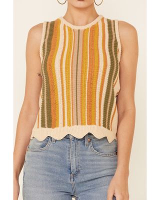 Wishlist Women's Mustard Stripe Sweater Knit Tank Top