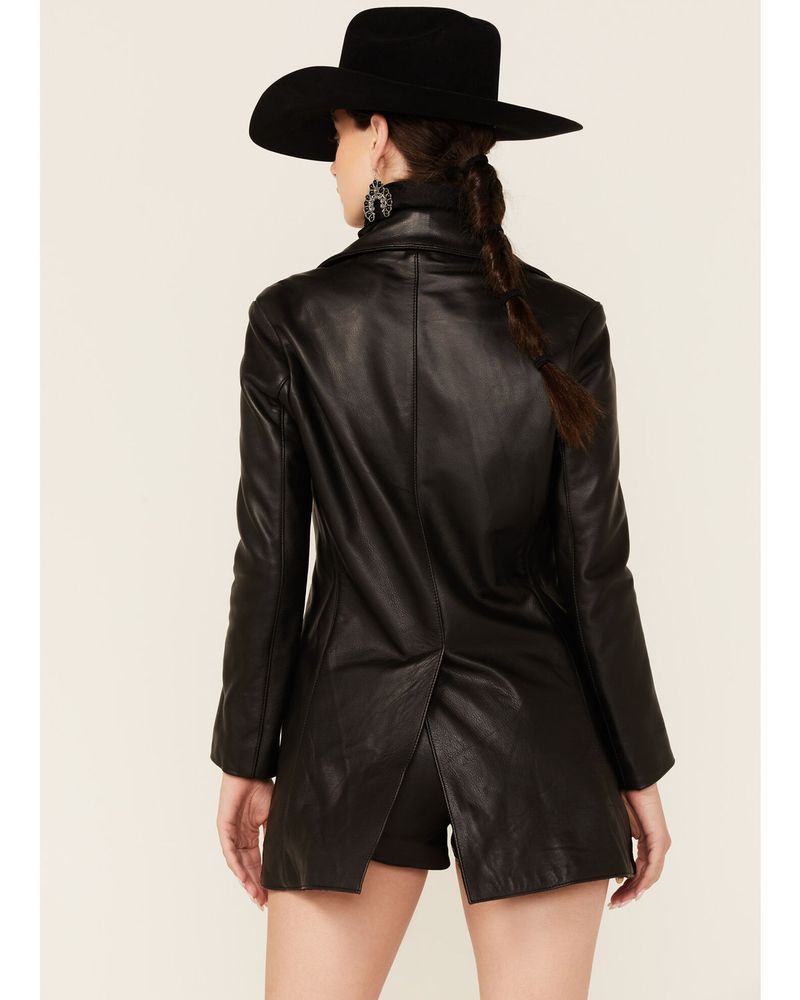 Understated Leather Women's Long Leather Blazer