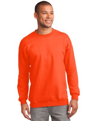Port & Company Men's Safety Orange 2X Essential Fleece Crew Work Pullover - Big
