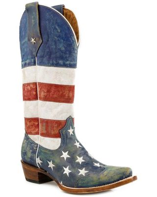 Roper Women's American Flag Distressed Cowgirl Boots - Snip Toe