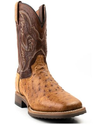 Dan Post Men's Saddle Hand Quill Ostrich Western Boots - Broad Square Toe