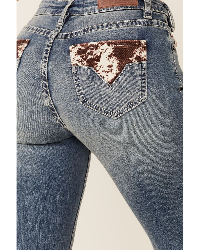 Rock & Roll Denim Women's Medium Vintage Wash Cowhide Pocket Riding Bootcut Jeans
