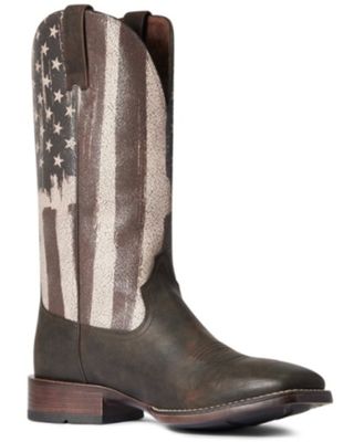 Ariat Men's Taylor Tan Distressed Flag Patriot Ultra Full-Grain Western Boot - Broad Square Toe