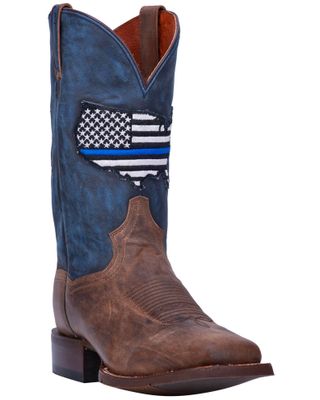 Dan Post Men's Thin Blue Line Flag Patch Western Boots - Broad Square Toe