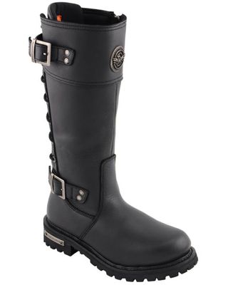 Milwaukee Leather Women's Calf Laced Riding Boots - Round Toe